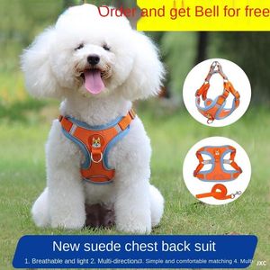 Dog Collars & Leashes Pet Traction Rope Chest Strap Suede Cat And Retractable Universal Reflective Breathable Supplies