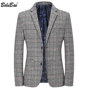 BOLUBAO Brand Men Smart Casual Blazer Spring Autumn Men Simple England Style Suit Jackets Plaid Formal Blazers Coats Male 210518