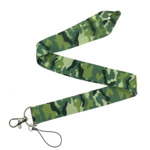 10st Camo Key Army Green Mobile Neckrem Lanyard för telefoner Camouflage ID Card Badge Hållare Gym Keychain Rope