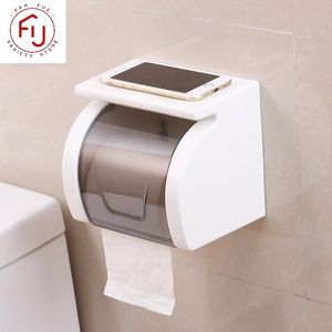 Toilet Paper Holders Waterproof Roll Holder Plastic Wall Mount Punch Free Shelf Tube Storage Box Bathroom Phone Tissue Dispenser