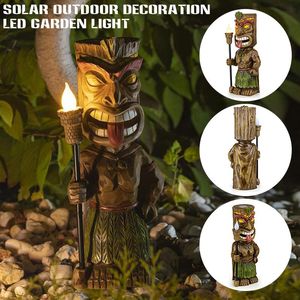 Rasenlampen Tiki Guard Solarbetriebene Outdoor-Dekoration LED-Gartenlicht Dekoration Handwerk Gartenskulptur Lampe für den Innenhof @ls