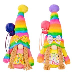 Christmas Decorations Rainbow Gnome Plush Faceless Doll Swedish Tomte Scandinavian Elf Home Living Room Tier Tray Decor Gift