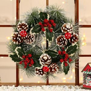 Flores decorativas grinaldas inverno rústico xmas hangings decoração de casa acessórios decorações de Natal para a coroa de neve branca com estrelas