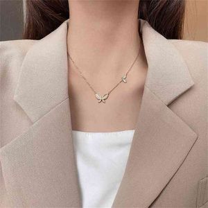 Coréia simples borboleta bonito colares para mulheres meninas moda corpo jóias clássico inseto gem pingente colar presentes acessórios g1206