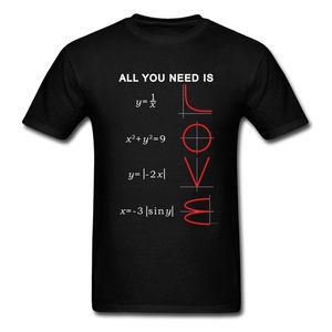 Homens camisetas Geométrica Álgebra Equação Gráfico Camisetas um Ll que você precisa é amor matemática ciência problema preto moda teshirt plus size camiseta 210714