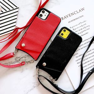 Portafoglio crossbody custodie in pelle PU per iPhone 12Promax Card Holder Case Fit 13 12 11 Pro Max XR x 8 7 6 con cinturino lungo