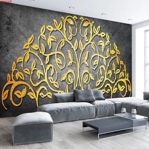 Benutzerdefinierte 3D-Tapete, stereoskopisch, goldener geprägter Baum, Wandgemälde, moderne abstrakte Kunst, Wandbild, Wohnzimmer, Schlafzimmer, Tapete, gute Qualität