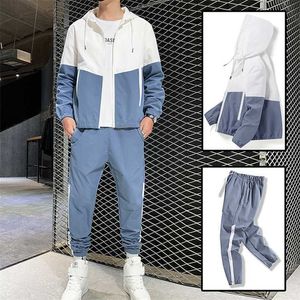 Hip-Hop Takım Elbise Erkek Seti Parça Takım Elbise Eşçı Adam Eşofman Erkek Setleri Pantolon Fermuar Cepler Dış Giyim 2 adet Ceket + Pantolon 211230