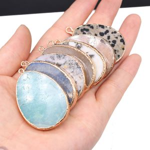 Waterdrop Turkuaz Şifa Taş Charms Kırmızı Aventurin Amazonyum Kuvars Kristal Altın Kenarlık Kolye DIY Kolye Kadın Moda Takı Bulma 30x45mm