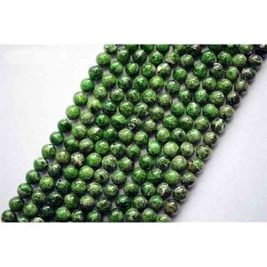 Whole (1 strand/set) genuine green chrome diopside 8-10mm smooth round loose stone beads for jewelry DIY making