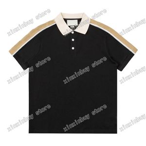 21SS男性プリントTシャツポロスデザイナー反射テープパリ服の半袖メンズシャツタグルーズスタイルブラック