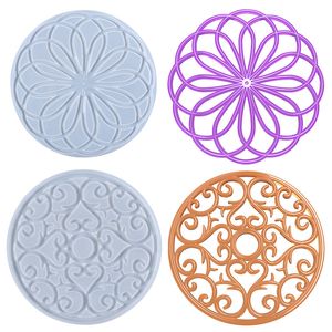 Silicone Resin Molds Large Flower Resin Tray Mold Pot Holder Coaster Epoxy Resin Casting Molds for DIY Home Decoration