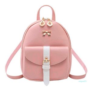 Mochila estilo feminino mini luxo pu couro kawaii fofo bagpet rigoroso sacos de escola pequenas para meninas arco-nó folha oca