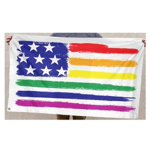 Pride American 3x5ft Flaggen, 100D-Polyester-Banner für den Innen- und Außenbereich, lebendige Farben, hohe Qualität, mit zwei Messingösen