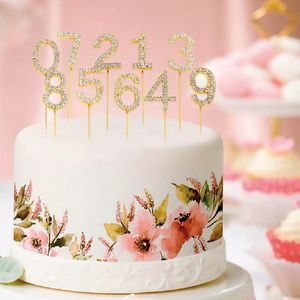 Wholesale gold wedding cake toppers for sale - Group buy Party Decoration Wedding Glitter Alloy Bride To Be Number Cake Toppers Rose Gold Digital Baby Shower Birthday Dessert Decor