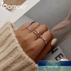 Bamoer Hot 925 Sterling Silver Sparkling Bow Knot Stackbara Ring Micro Pave CZ För Kvinnor Alla hjärtans dag Present Smycken PA7104 Fabrikspris Expert Design Kvalitet