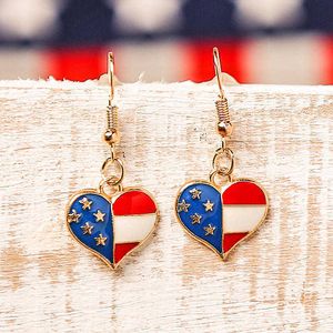 USA Flag Earring Heart Star Shape American Flag Dangle Earrings 4th of July Independence Day Pendant Jewelery Gift for Women X0709 X0710