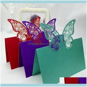 Saluto Festivo Casa Gardengreeting Cards 100pcs/Lotto Prodotti per matrimoni all'ingrosso Nome farfalla Place Titolo Card Table Wine Glass E