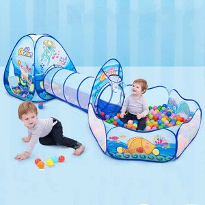 3 Pcs/lot Portable Baby Playpen Easy Folding Playpen for Children Baby Playground Tent with Crawling Tunnel Ball Pool Baby Park 210831