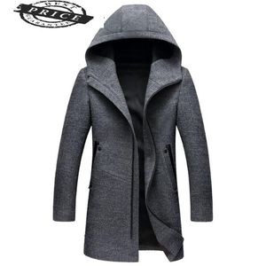 양모 코트 남자 패션 겨울 재킷 고품질 후드 레드 남성 완두콩 크기 M-4XL #29282 남자 블렌드