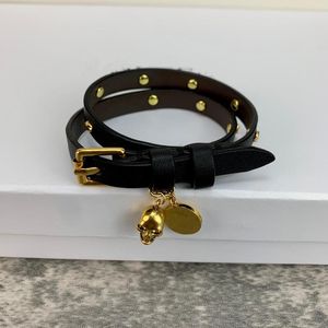 Bangle Vintage Gold Color Steam Punk Hip Hop Design Jewelry Sukll Black Leather Bracelet Choker Screw Brand Bracelets