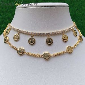 3PCS, Fashion Choker Gold Color Smile Face Pendant Charms Women Clavicle Chain Necklace Jewelry