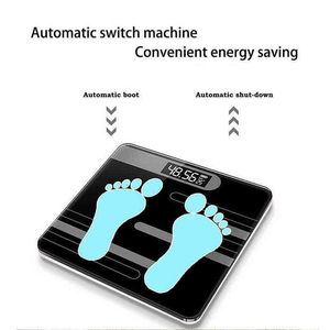 Bilancia elettronica per uso domestico Bilancia da pavimento digitale per grasso corporeo Bilancia da bagno Bilancia intelligente Tempere Glass Display a LED Temperatura dello schermo H1229