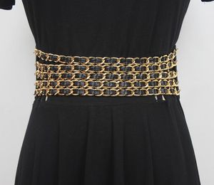 Belts Women's Runway Fashion Elastic Pearl Chain Cummerbunds Female Dress Corsets Waistband Decoration Wide Belt R2635