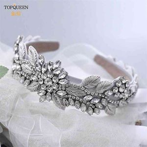 Topqueen S373-FG Luksusowe Royal Craft Opaski dla kobiet Handmade Kryształowe Koraliki Hairband Wedding Bridal Barok Nakrycia głowy Tiaras 210707