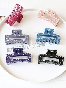 New Fashion Hair Clip Women Girls Elegant Square Hollow Barrette Resin Hair Claw Clips Ponytail Head Accessories Gifts