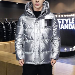Mans Glänsande Down Parkas Fashion Trend Tonåring Par Tjockta Zipper Hooded OuterWears Designer Vinter Male Luxury Bread Punk Jackor Coats