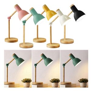 Lampy stołowe Stylowe Drewniane Żelazo LED Multi-Colect Reading Lamp Light Elastyczny 3W Nordic Składany Desk Sypialnia Ochrona oczu