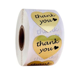 Prezent Wrap Gold Heart Dziękujemy Naklejki Etykiety Foki Folia Papier DIY Handmade Making Card Pudełko Boite Bijoux