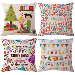 Wholesale led cushions resale online - Cushion Decorative Pillow LED Lighting Christmas Cover Square Colorful Pattern Case Decoration Cushion Home Cases Retro Decor