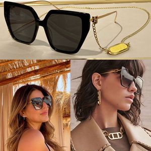 Top womens sunglasses 40012 fashion classic casual all-match mens metal temples with gold and silver chain daily shopping UV400 protection high quality with box