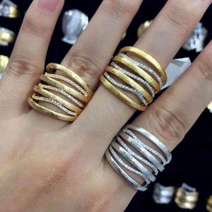 MissVikki Luxury Trendy Vintage Golden Rings Lines Shape Saudiarabiska Dubai Ring Aretes de Mujer Modernos Högkvalitativ 2021