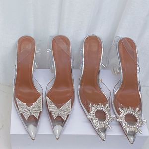 Scarpe eleganti da donna con tacco alto, sandali da balletto, moda, trasparente, fibbia solare, fiocco, yoga, pelle piatta, gomma, scarpe da ballo per feste di matrimonio