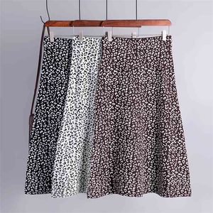 Зимние a-line юбки женские осень элегантный тонкий вязаный леопард печать MIDI SKIRTMIDI Trend High талия бедра юбка женщин 210420