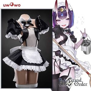 Uwowo Anime Costume Los / Grand Order FGO Shuten-Douji Maid Sukienka Piękny jednolity Cosplay Costume Halloween 2019 New Cos Y0903