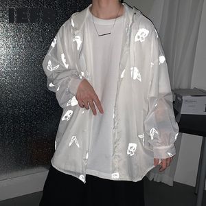 IDEFB Reflective Butterfly Drukowane Kurtki Mody Męski Dorywczo Oversize Płaszcz Letni Człowiek Kapturem Odzież Osłona przeciwsłoneczna Y7296 210524