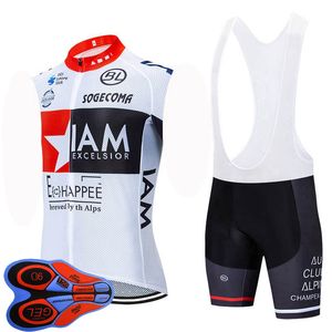 IAM Team 2021 Summer Breathable Mens cycling Sleevless Jersey Vest Bib Shorts Set Bike Clothing Bicycle Uniform Outdoor Sports Wear Ropa Ciclismo S21050786