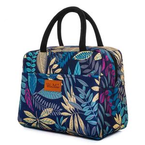 Winmax Flamingo Lunch Bags Women Portable Functional Green Leaves Insulated Thermal Food Picnic Kids Cooler Box Tote 210818