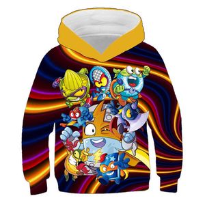 Moletons Moletons Desenhos Animados Super Zings Traje Impresso em 3D Bebê Meninos Roupas Superzings Crianças Meninas Tops Manga Longa