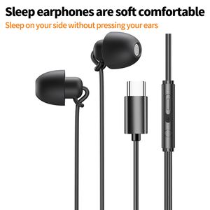 New Style In-ear Wired sleeping earphones with Surround Sound Type-C Interface Headphones Stereo mic noise cancelling Headset