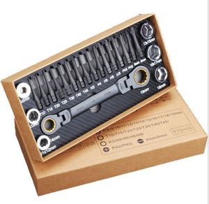 Handverktyg Fukuoka Tool 3140 Multi Angle Ratchet Skiftnyckel Skruvmejsel Set Cross Slotted Hexagonal Box Hylsa