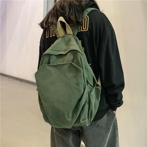 Backpack Army Green Women Canvas Bags Fashion Student Shoulder Backbags 2021 Soft