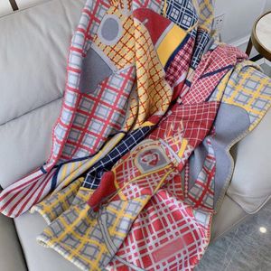 Design Real Wool and Cashmere Kocowe Kocowe Wzór Plaid Przyjdź z Tagi Koce do łóżka Sofa Klimatyzacja Duży Duży rozmiar