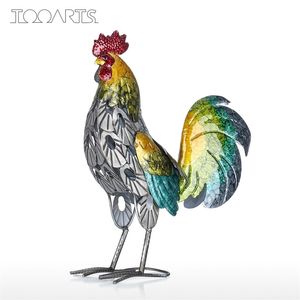 Tooarts Rooster Sculpture Modern Iron Ornament Art Home Decoration Handicraft Shelf and Desk Vibrant Colors 211101