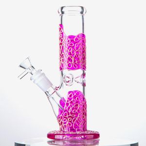 Heady Handwork Hookahs Glass Bong Straight Percácido de Óleo de Óleo Dab Pinço de Gelo 18mm Feminino Juncional Waterpipes Glow no Dark diffused LXMD20107 tigela 5mm de espessura