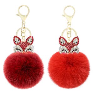 2021 Best Cool Puff Ball KeyChains Cute Fox Key Chains Kids Womens Personalised Rings Key Chains Car Bag Key Chains G1019